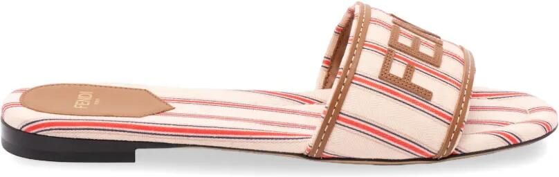 FENDI Sunshine gestreepte sandalen met logopatch Veelkleurig