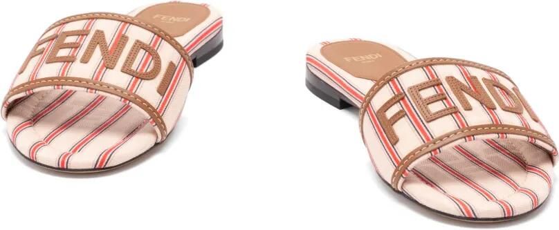 FENDI Sunshine gestreepte sandalen met logopatch Veelkleurig - Foto 4
