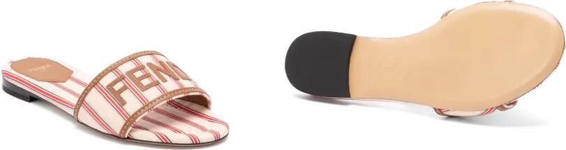 FENDI Sunshine gestreepte sandalen met logopatch Veelkleurig - Foto 5