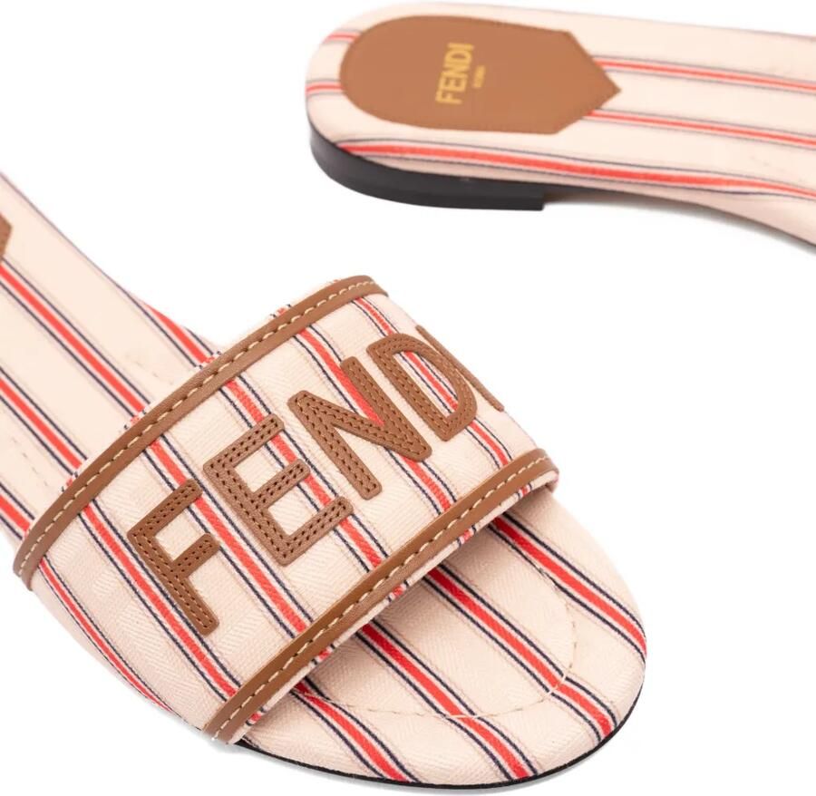 FENDI Sunshine gestreepte sandalen met logopatch Veelkleurig - Foto 2