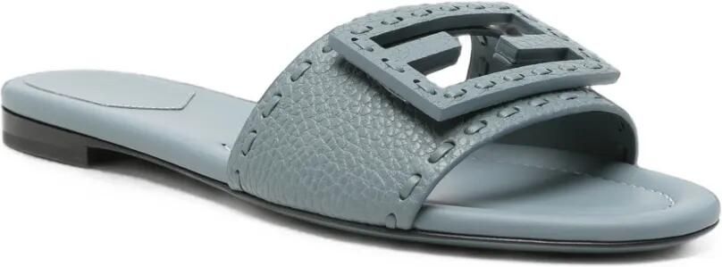 FENDI Tube baguette leren sandalen met textuur Blauw - Foto 4