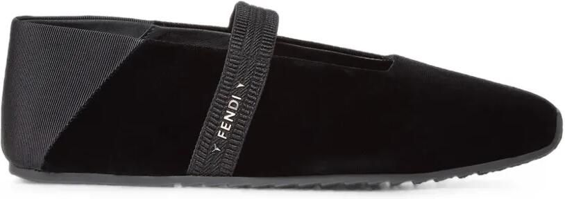FENDI Fluwelen ballerina's met logoband Zwart
