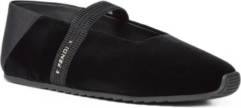 FENDI Fluwelen ballerina's met logoband Zwart - Foto 5