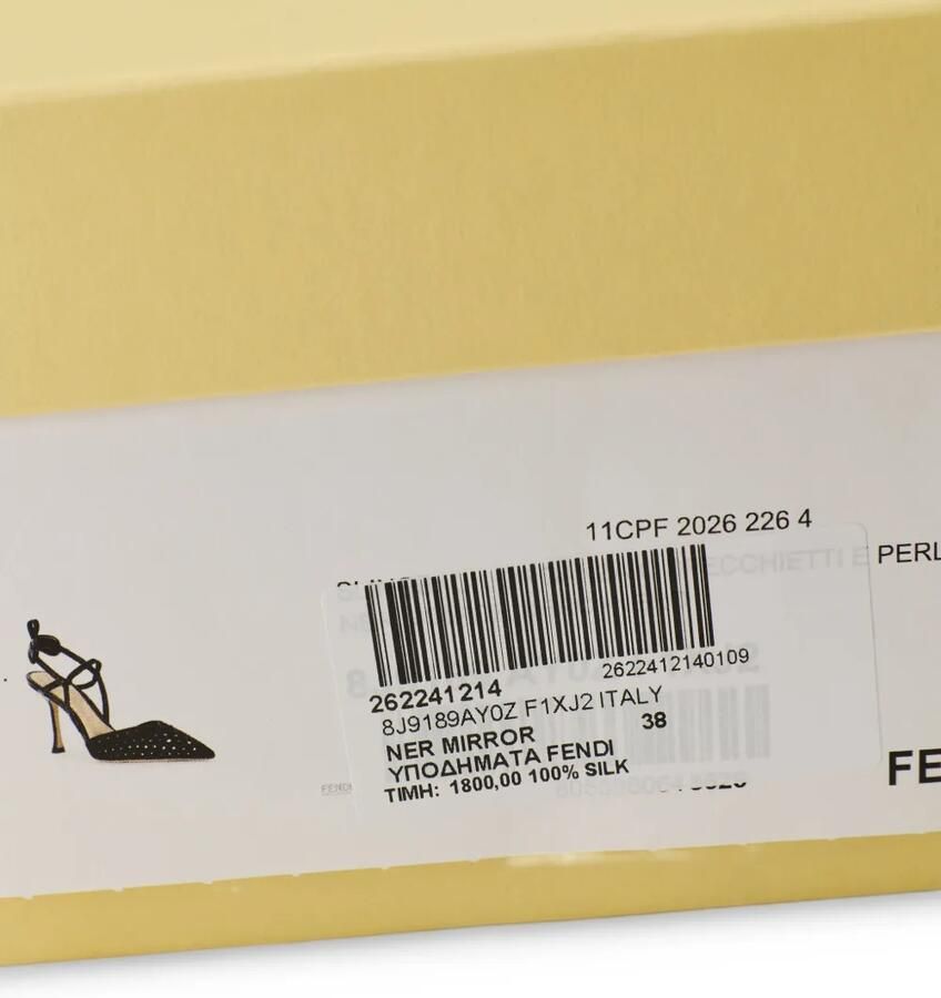 FENDI Very Colibrì black organza high-heeled slingback Zwart - Foto 2