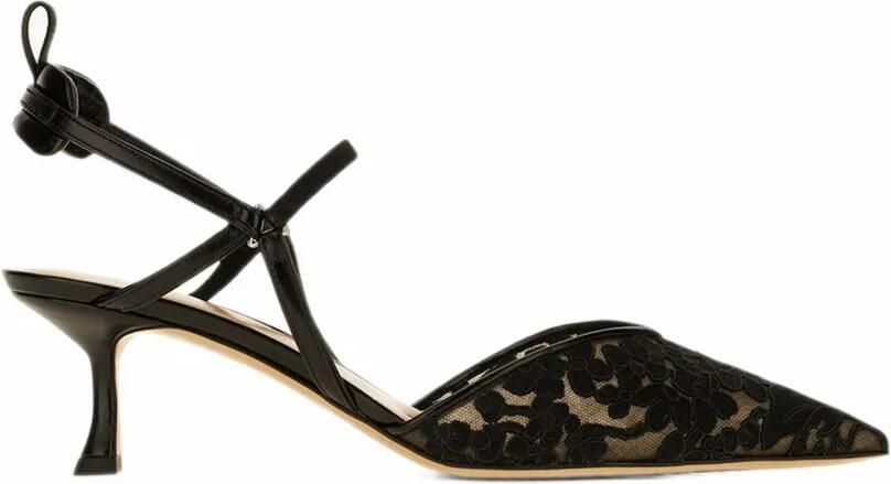 FENDI very Colibri-black tulle medium heeled slingback sandals Zwart