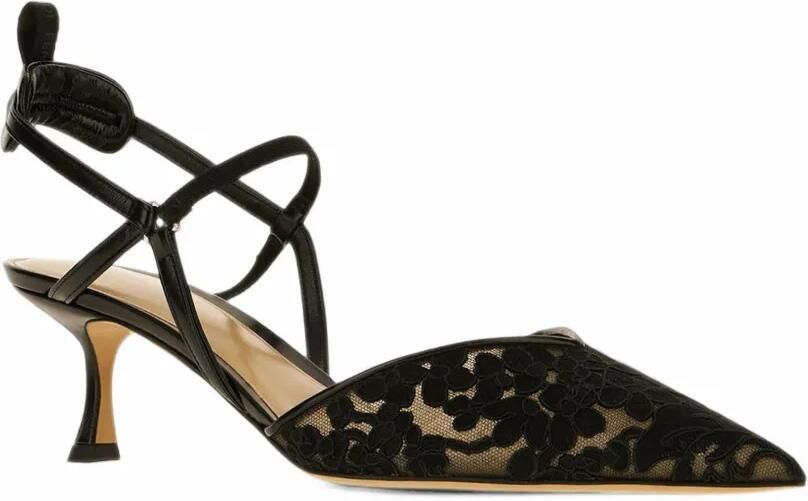 FENDI very Colibri-black tulle medium heeled slingback sandals Zwart - Foto 3