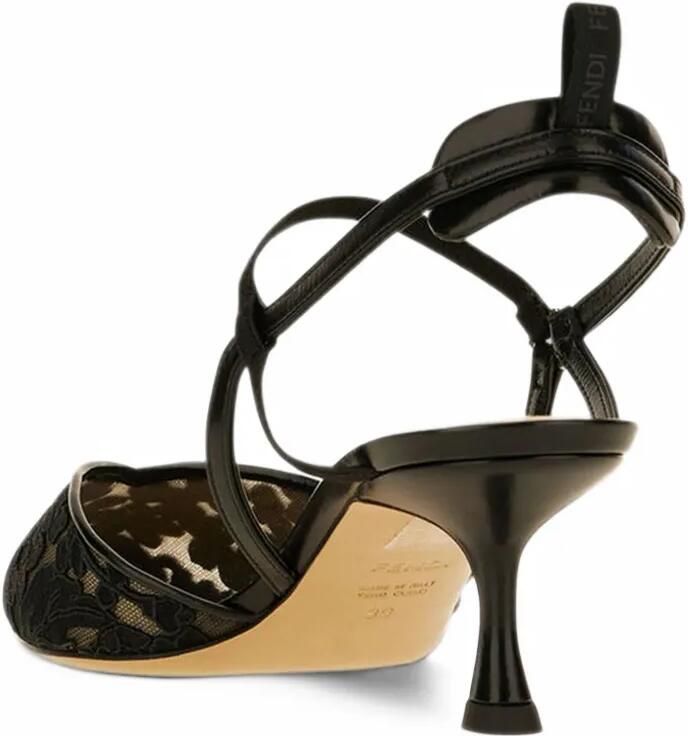 FENDI very Colibri-black tulle medium heeled slingback sandals Zwart - Foto 2
