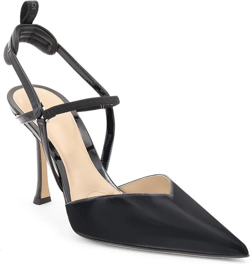 FENDI Very Colibrì lakleren slingback pumps met hoge hak Zwart - Foto 2