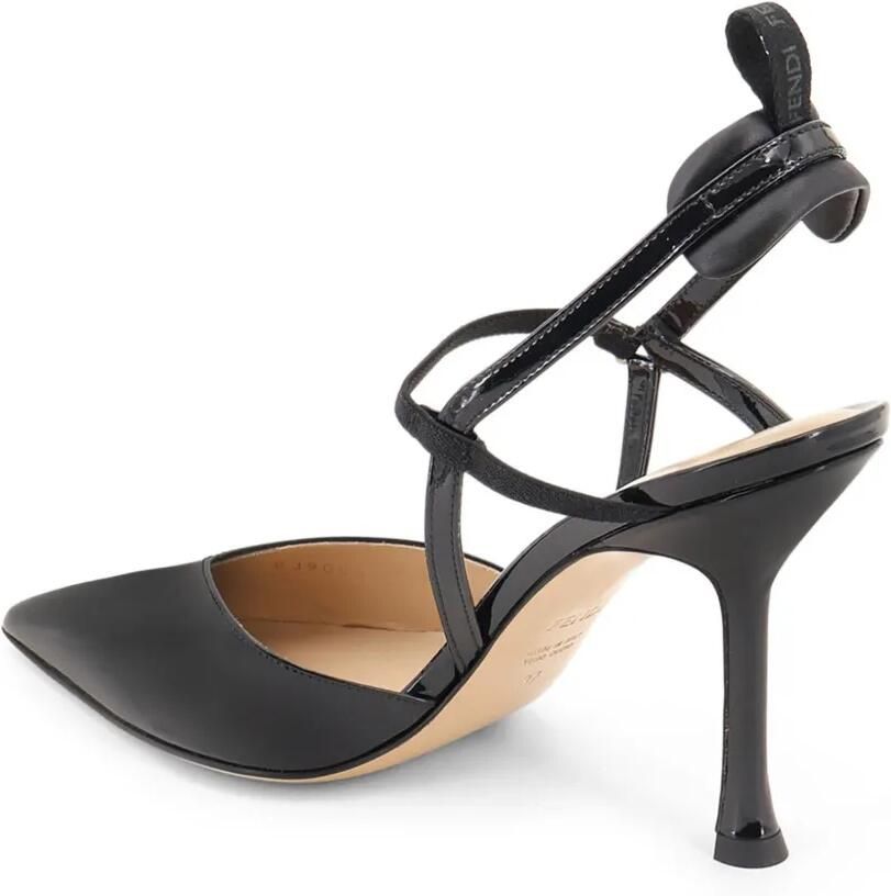 FENDI Very Colibrì lakleren slingback pumps met hoge hak Zwart - Foto 3