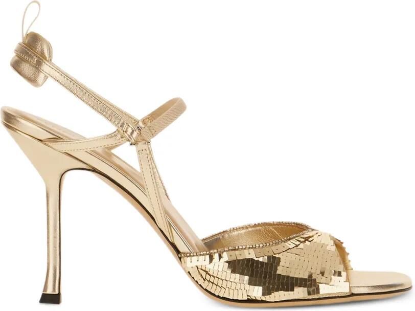 FENDI Very Colibrì leren sandalen verfraaid met pailletten Goud