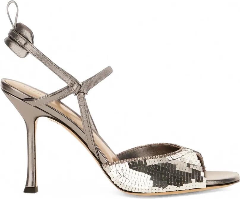 FENDI Very Colibrì leren sandalen verfraaid met pailletten Zilver