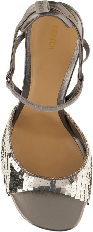 FENDI Very Colibrì leren sandalen verfraaid met pailletten Zilver - Foto 3