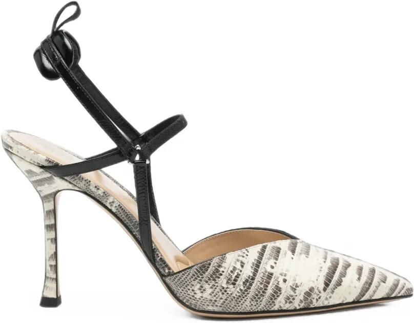 FENDI Very Colibrì leren slingback pumps met tegu-print Beige