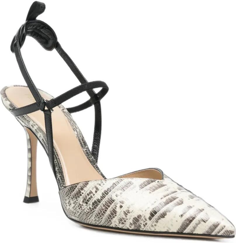 FENDI Very Colibrì leren slingback pumps met tegu-print Beige - Foto 2