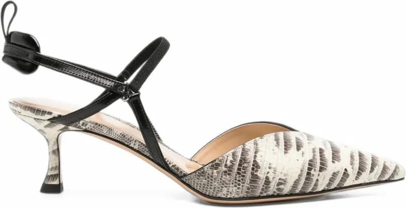 FENDI Pumps met slangenleer-effect en puntige neus Beige