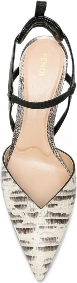 FENDI Pumps met slangenleer-effect en puntige neus Beige - Foto 4