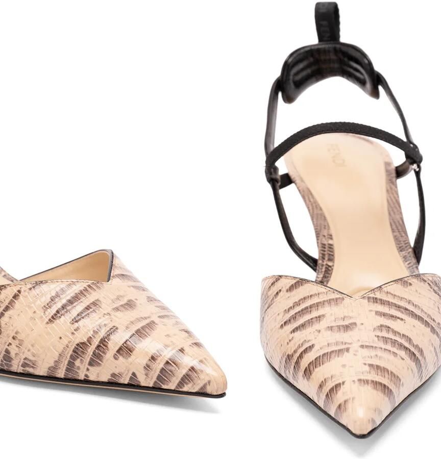 FENDI Very Colibrì pumps met tegu-print Beige - Foto 2