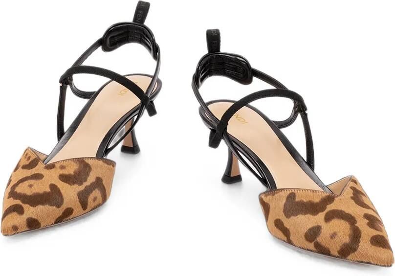 FENDI Very Colibrì slingback pumps met dierenprint Bruin - Foto 3