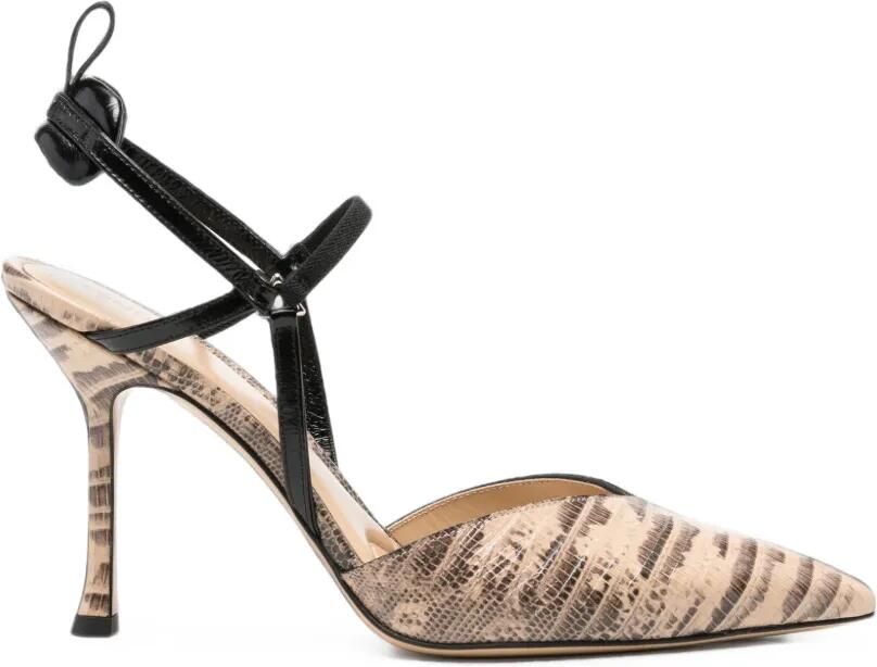 FENDI Very Colibrì slingback pumps met slangeneffect Beige