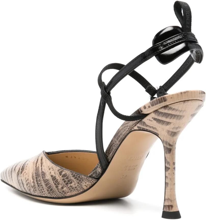 FENDI Very Colibrì slingback pumps met slangeneffect Beige - Foto 2