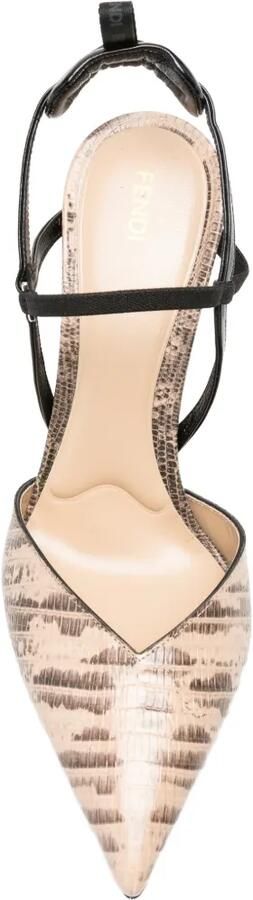 FENDI Very Colibrì slingback pumps met slangeneffect Beige - Foto 4