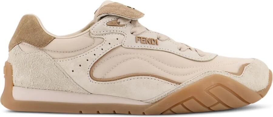 FENDI Wave Pulse leren sneakers met vlakken Beige