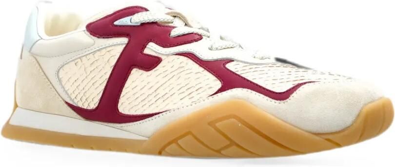 FENDI Wave Pulse low-top sneakers van wit zalmleer Beige - Foto 5