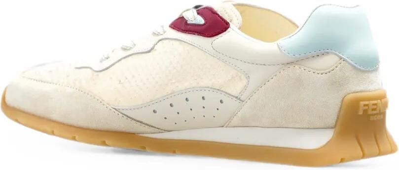 FENDI Wave Pulse low-top sneakers van wit zalmleer Beige - Foto 4