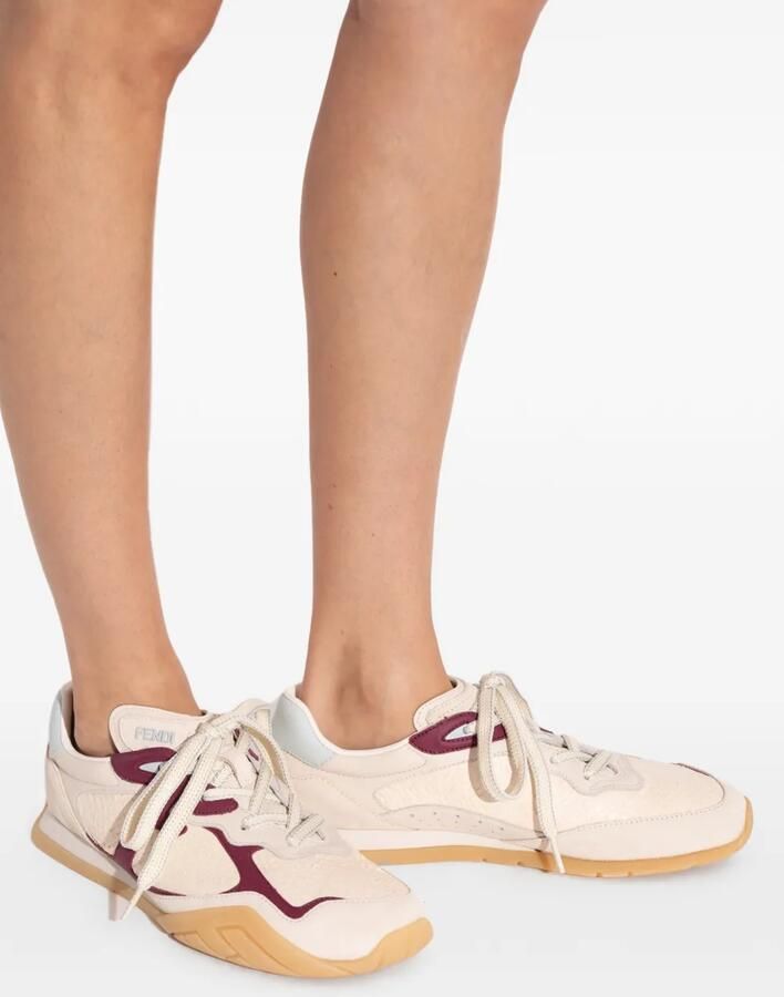 FENDI Wave Pulse low-top sneakers van wit zalmleer Beige - Foto 2