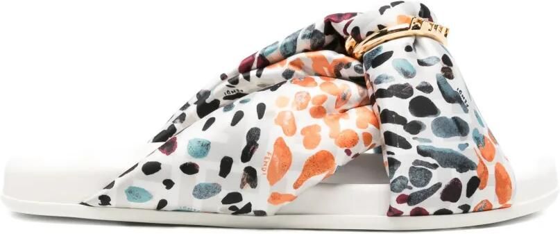 FENDI Zijden sandalen met print Wit