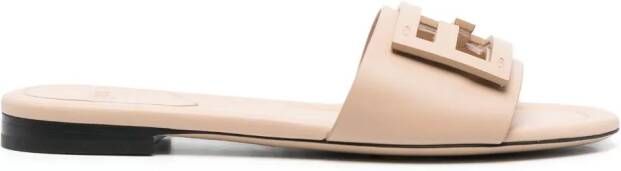 FENDI FF leren slippers Beige