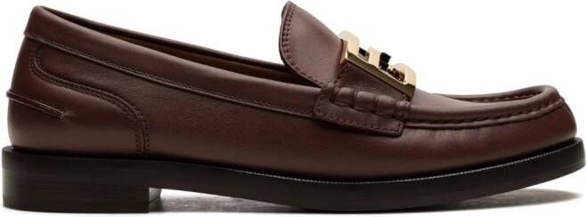 FENDI FF loafers met logoplakkaat Bruin