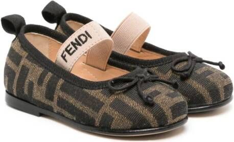 Fendi Kids Ballerina's met strikdetail Zwart