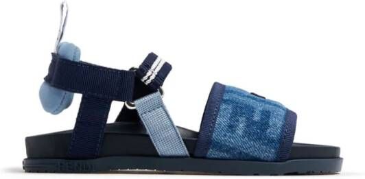 Fendi Kids Denim sandalen Blauw