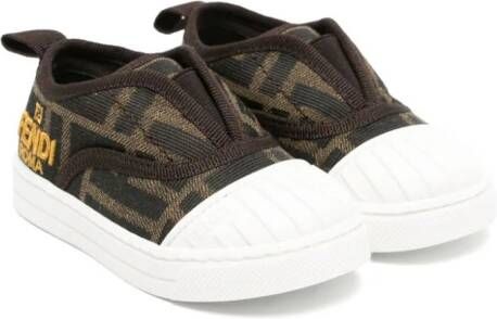 Fendi Kids Geruite sneakers Bruin