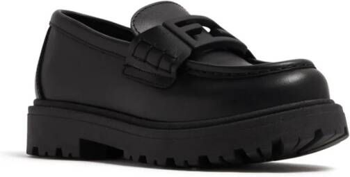 Fendi Kids Leren loafers met logoplakkaat Zwart