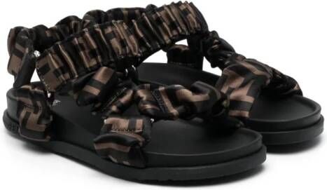 Fendi Kids Sandalen met logoprint Zwart