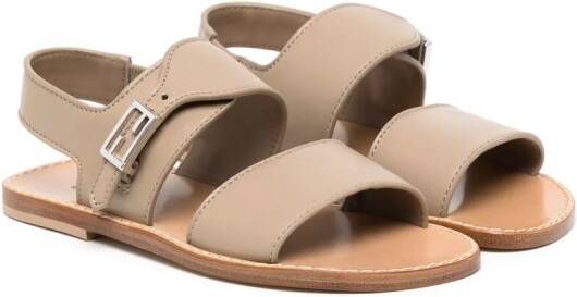 Fendi Kids Sandalen met open neus Bruin