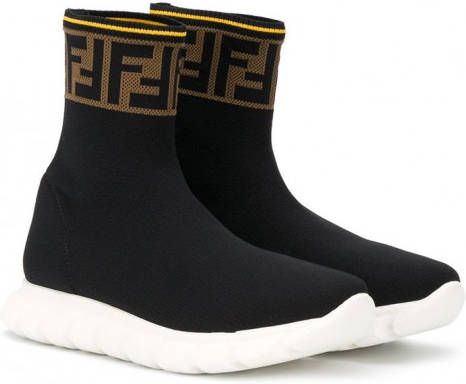 Fendi Kids Sneakers met FF afwerking Zwart