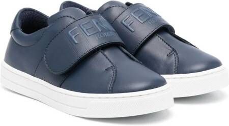 Fendi Kids Sneakers met klittenband Blauw