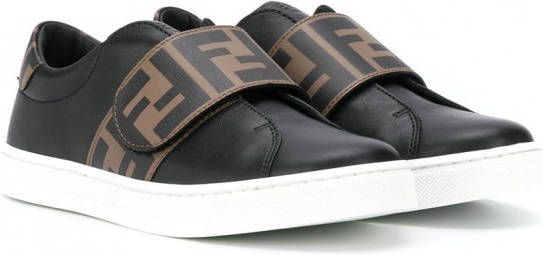 Fendi Kids Sneakers met klittenband Zwart