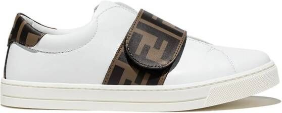 Fendi Kids Sneakers met logoband Wit