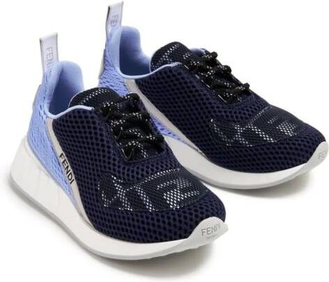 Fendi Kids Sneakers met mesh vlakken Blauw