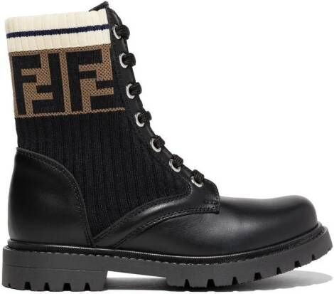 Fendi Kids Veterlaarzen met FF print Zwart