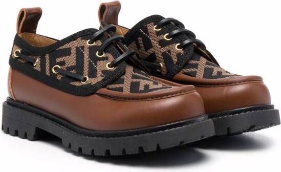 Fendi Kids Veterschoenen met FF logo Bruin