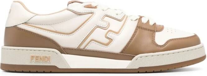 FENDI Match leren sneakers met FF-logo applicatie Beige