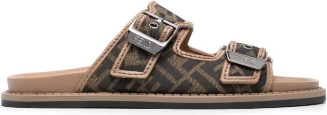 FENDI Sandalen met FF-logoprint Bruin