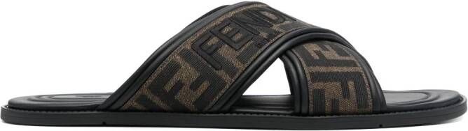 FENDI Sandalen met FF-logoprint Zwart