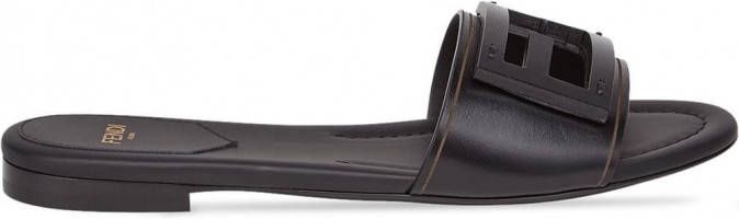 Fendi Rubber Feel Lammy Sandalen in het Zwart Dames Schoenen voor voor Platte schoenen voor Platte sandalen 