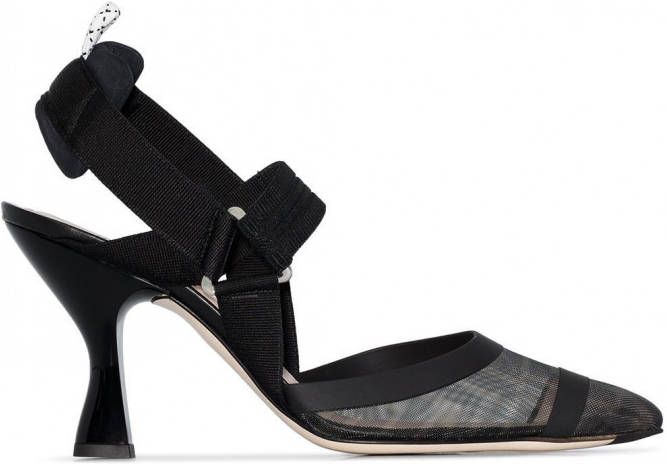 FENDI Slingback pumps met FF print Zwart